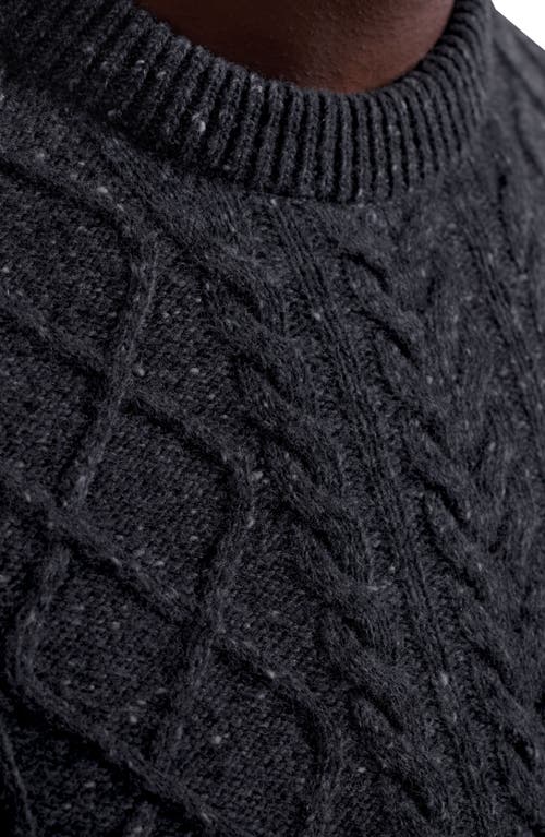 Bugatchi Cable Stitch Crewneck Wool Blend Sweater In Black