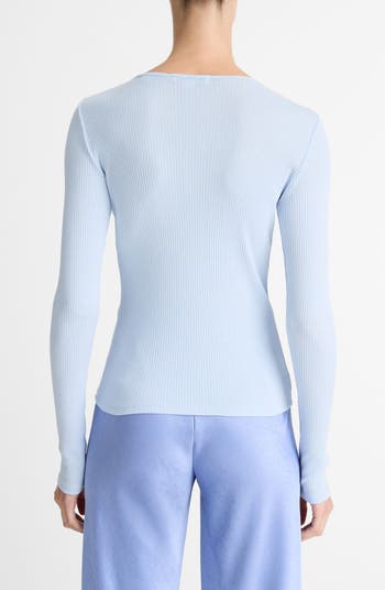 Rib Pima Cotton Long Sleeve Crewneck T-Shirt