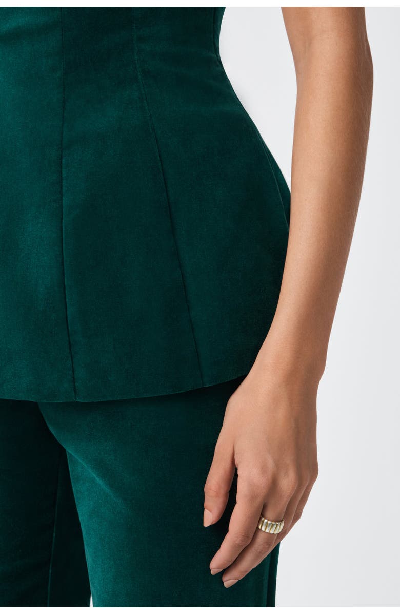 Trina Turk Finale Strapless Velvet Peplum Top, Alternate, color,