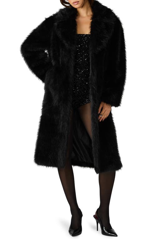 Steve Madden Larkin Faux Fur Coat In Black