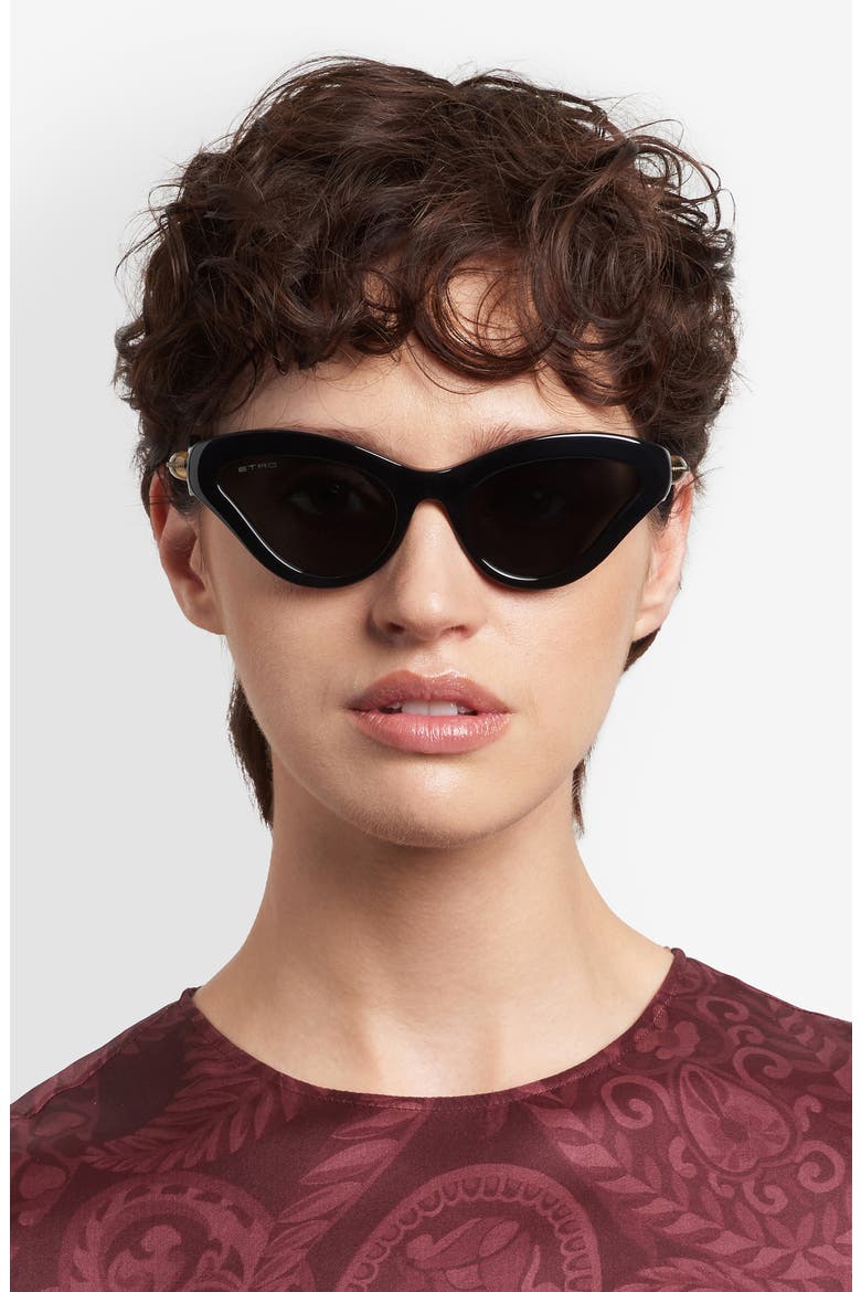 55mm Cat Eye Sunglasses, Alternate, color, BLACK