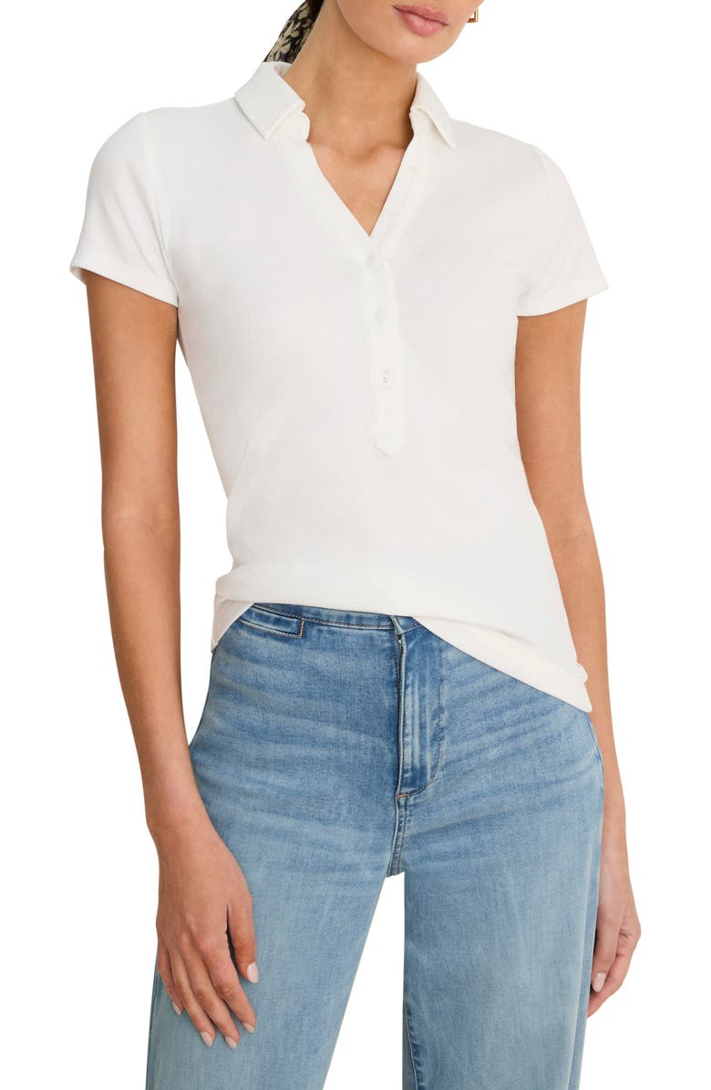 NIC+ZOE Perfect Knit Rib Polo, Main, color, Paper White