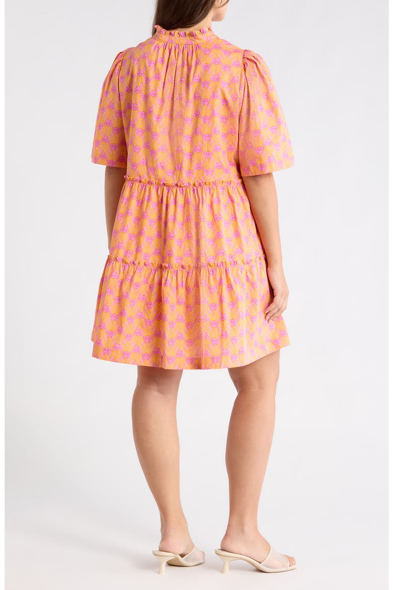 Floral Dixie Tiered Cotton Dress, Alternate, color, ORANGE-PINKS-MULTI