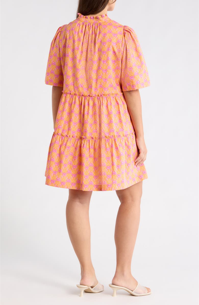 SUGARLIPS Floral Dixie Tiered Cotton Dress, Alternate, color, Orange-Pinks-Multi
