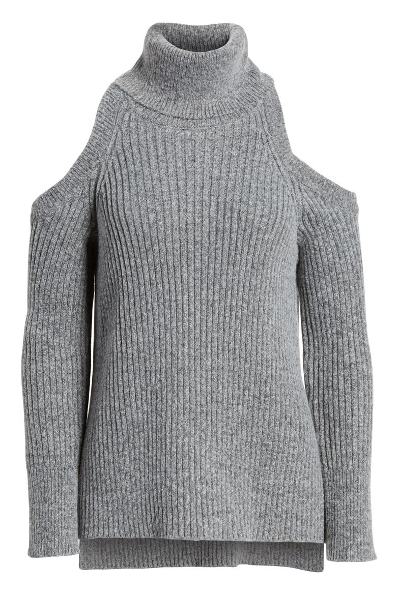 Rodell Cold Shoulder Sweater, Alternate, color, MEDIUM HEATHER GREY