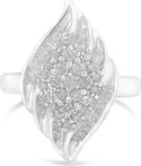 Haus of Brilliance Silver 3/4 Cttw Diamond Stair-Stepped Cluster Waterfall Cocktail Ring