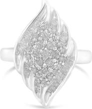 Haus of Brilliance Silver 3/4 Cttw Diamond Stair-Stepped Cluster Waterfall Cocktail Ring