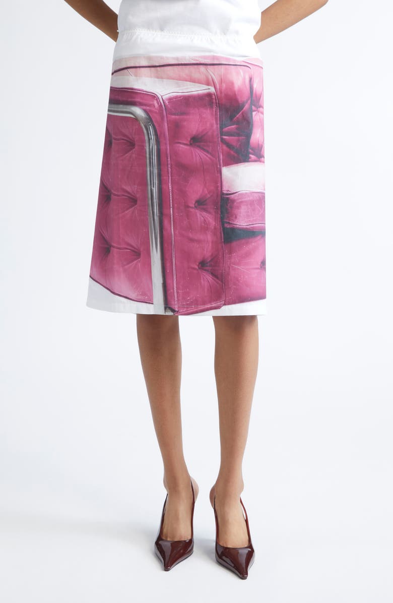 JULIE KEGELS Sisley Armchair Print Cotton Slip Skirt, Main, color, White Pink Armchair