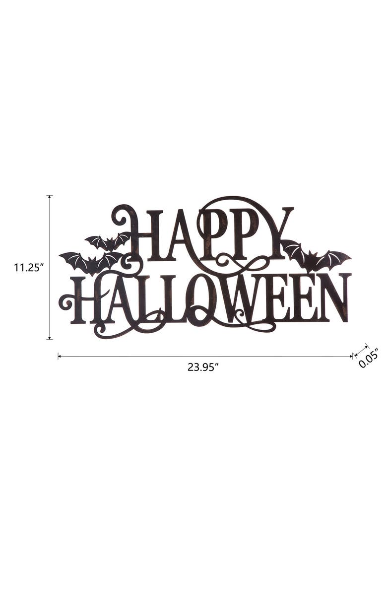 Glitzhome Metal HAPPY HALLOWEEN Wall Sign, Alternate, color, Black
