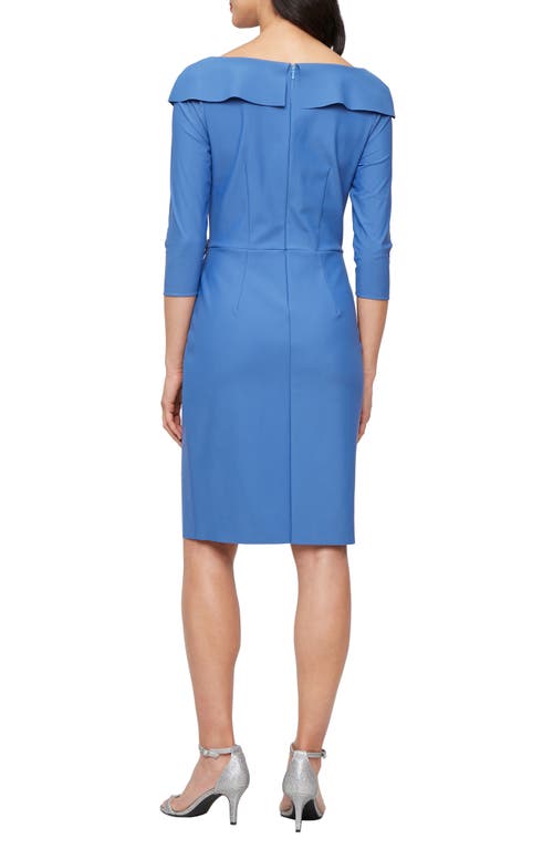Alex Evenings Compression Cocktail Dress In Blue