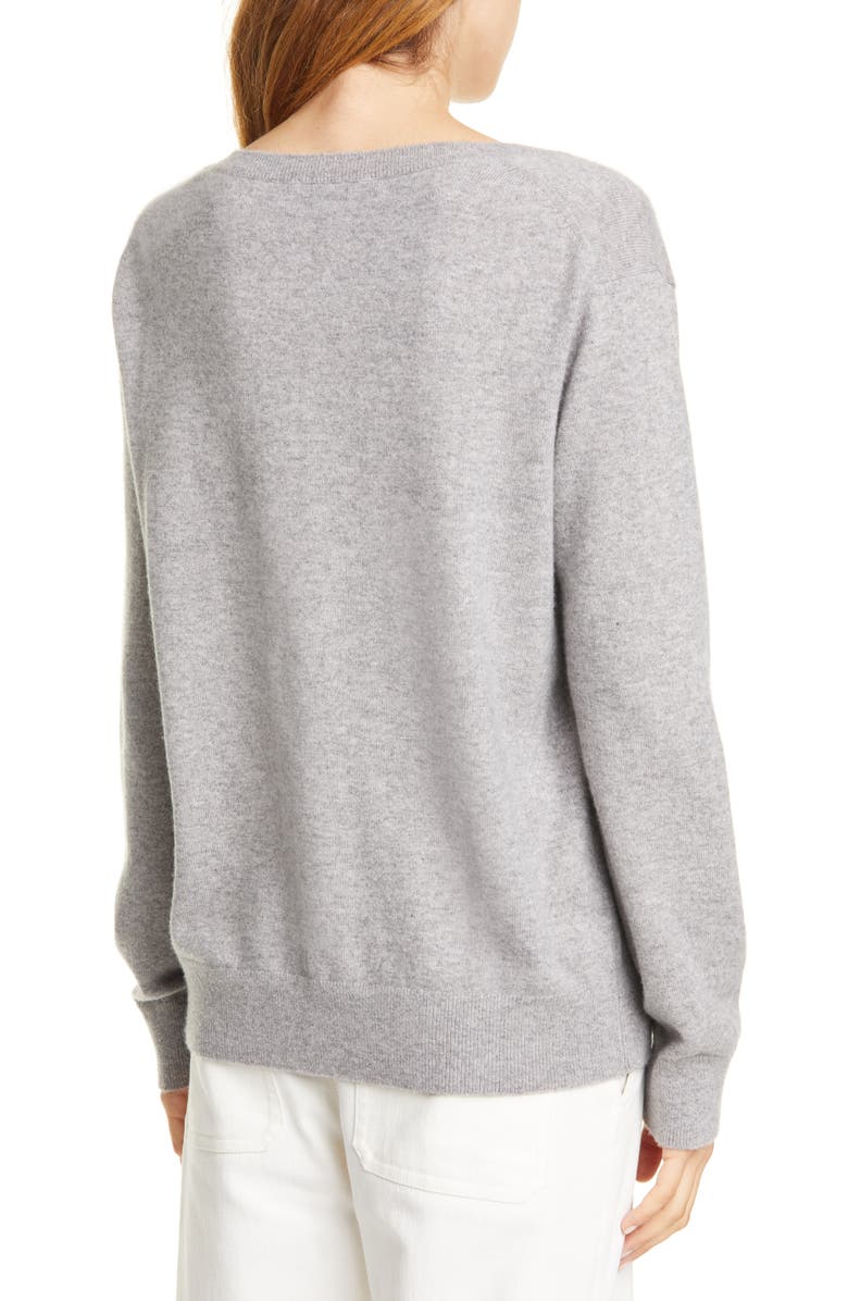 Vince Weekend V-Neck Cashmere Sweater, Alternate, color, Heather Steel