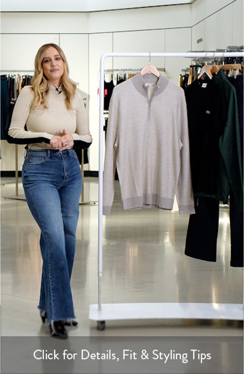 Merino Wool & Silk Bird's Eye Quarter Zip Sweater, sales video thumbnail