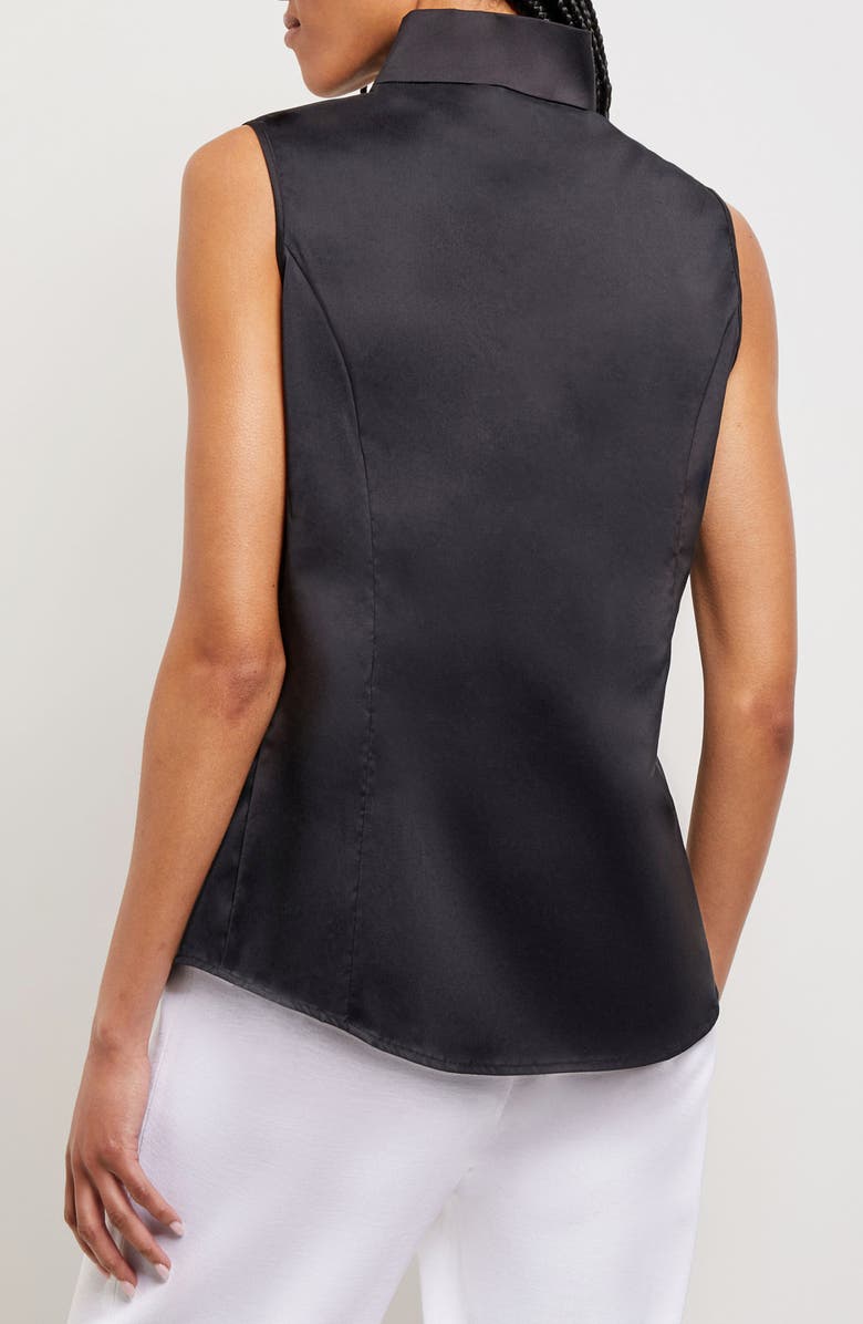 Misook Sleeveless Stand Collar Shirt, Alternate, color, Black