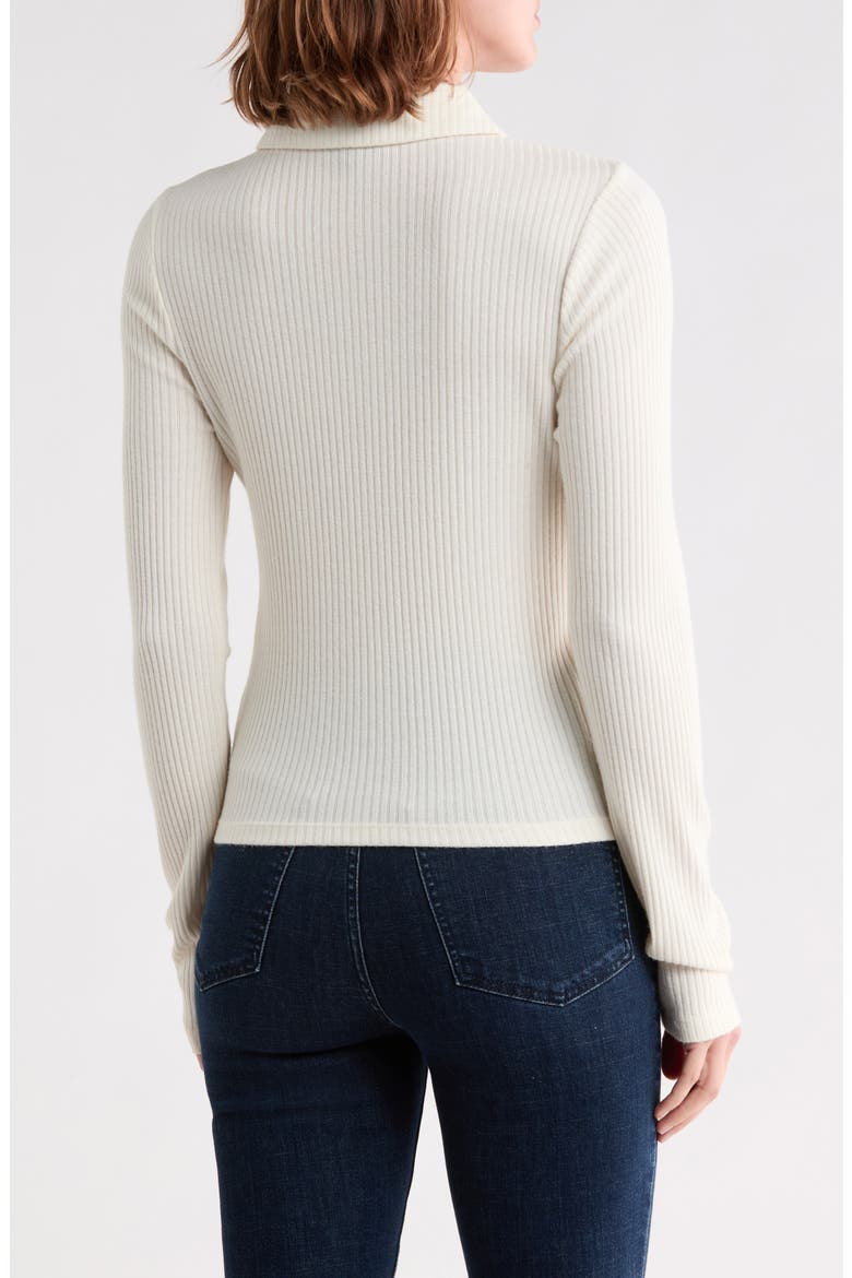 Eden Ribbed Long Sleeve Polo Top, Alternate, color, IVORY