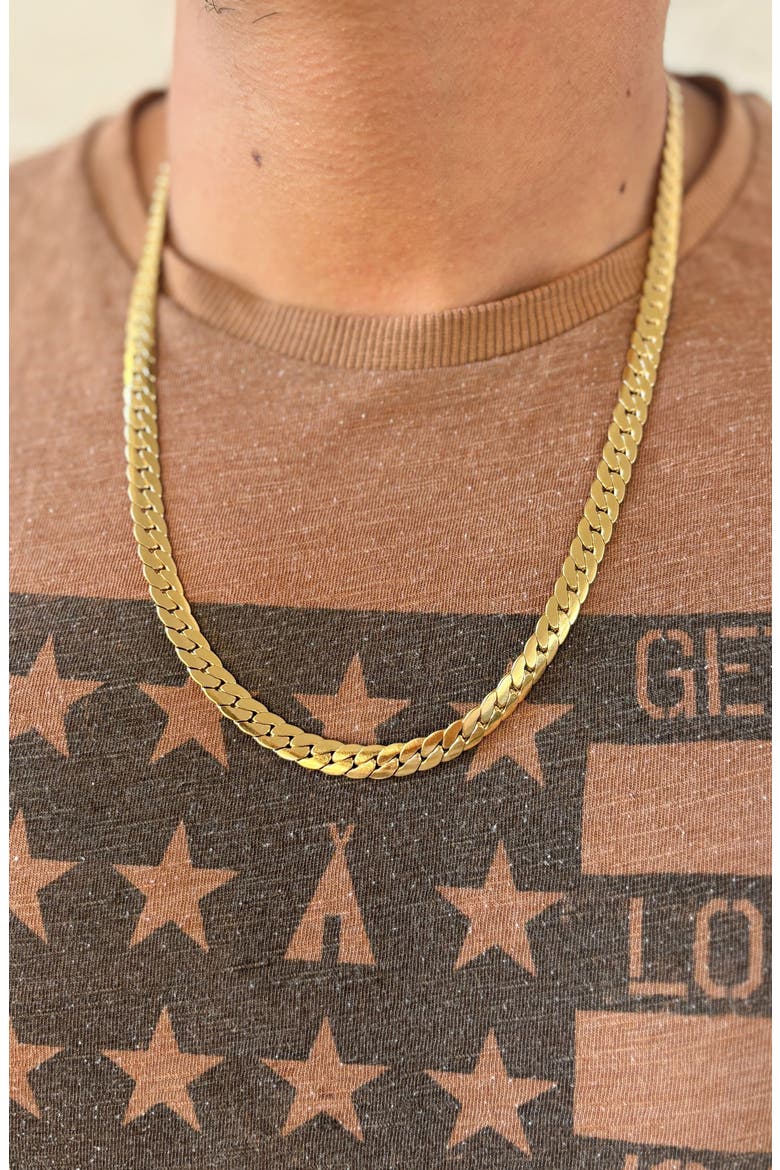 Men's 18K Gold Plated Stainless Steel Curb Chain Necklace, Alternate, color, GOLD