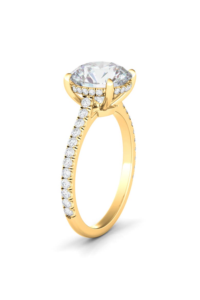 Round Brilliant Cut Pavé Lab Grown Diamond Ring, Alternate, color, 3.00 CTW 18K YELLOW GOLD