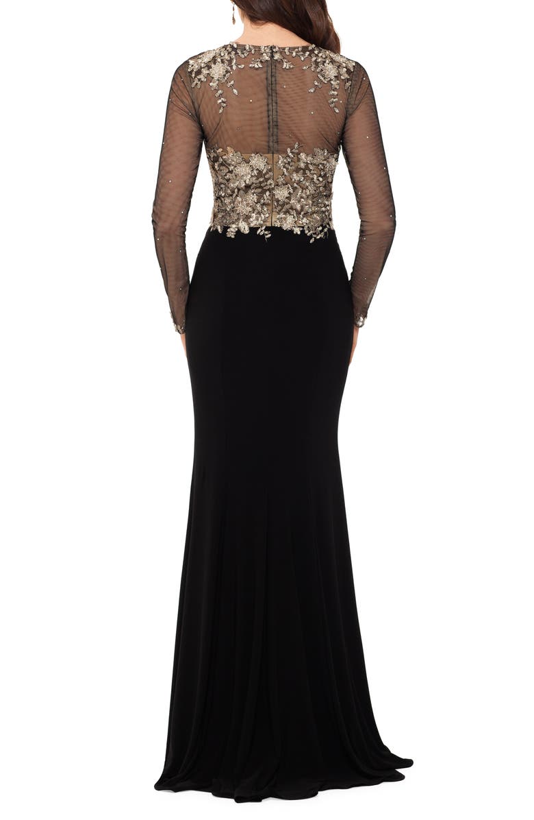 Xscape Evenings Xscape Embellished Long Sleeve Trumpet Evening Gown, Alternate, color, 