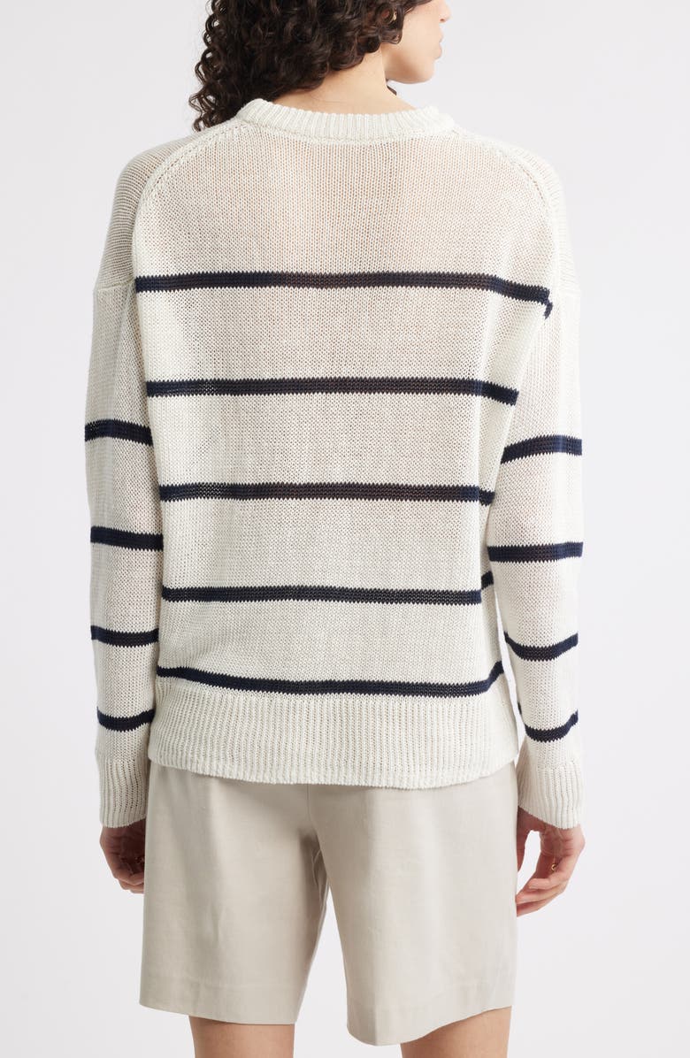 Nordstrom Open Knit Linen Sweater, Alternate, color, Ivory Tofu- Navy Night Stripe