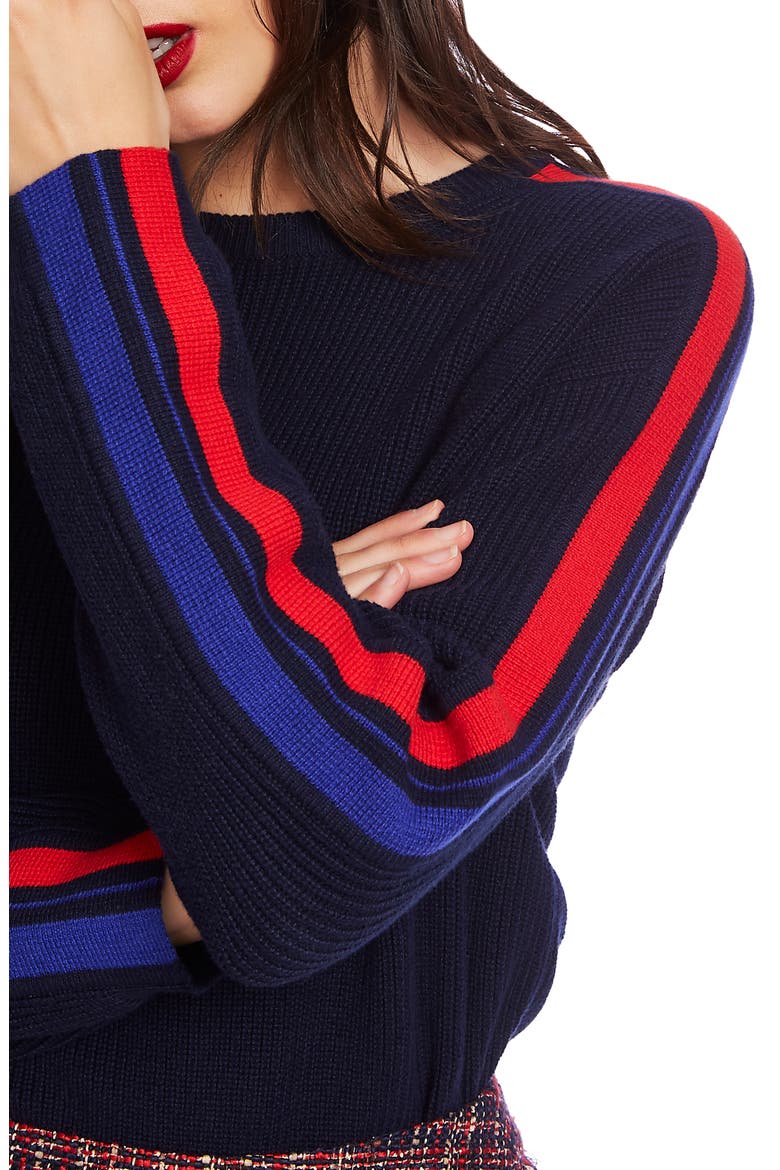 Stripe Sleeve Sweater, Alternate, color, NAVY CRUSH