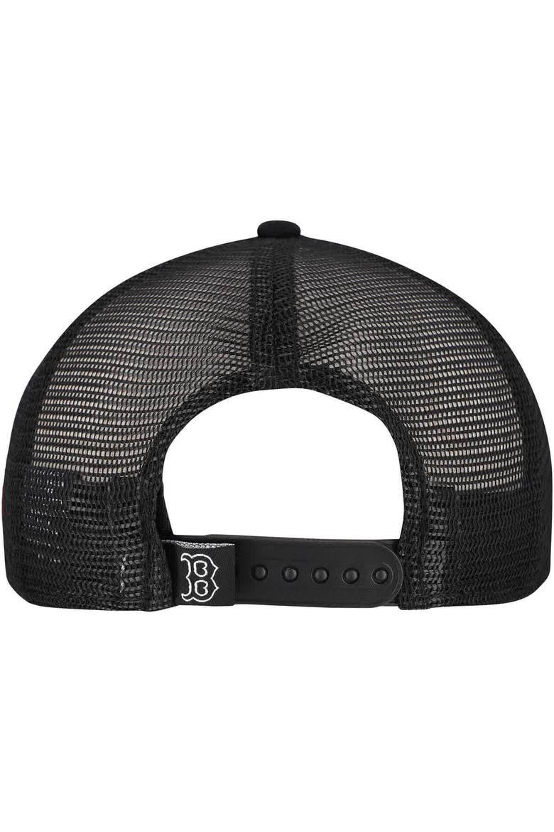 Men's New Era Black Boston Red Sox Retro Bold A-Frame Trucker 9FORTY Adjustable Hat, Alternate, color, Black