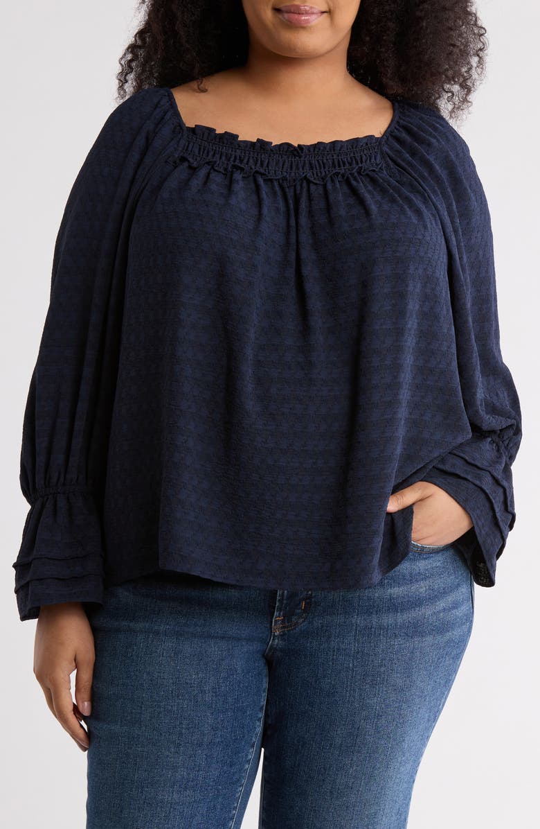 MAX STUDIO Flutter Sleeve Top, Main, color, Navy