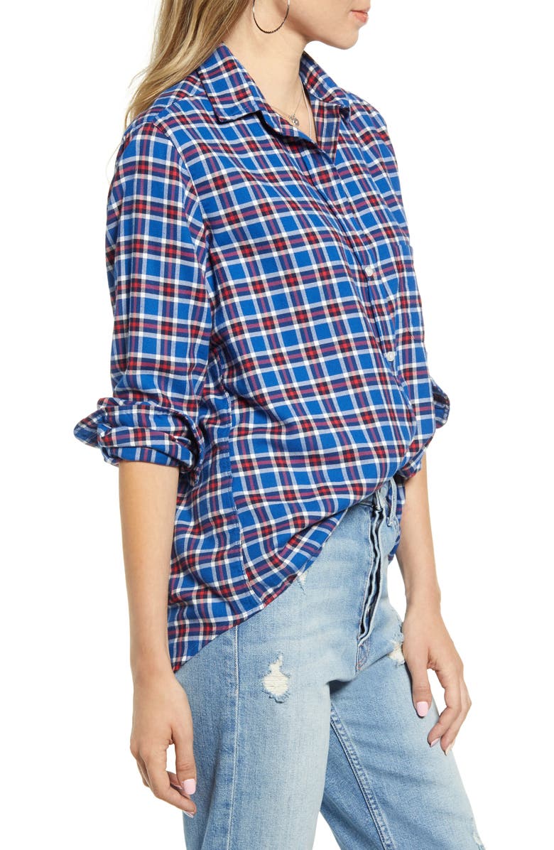 Grayson The Hero Plaid Feathered Cotton Flannel Shirt, Alternate, color, 