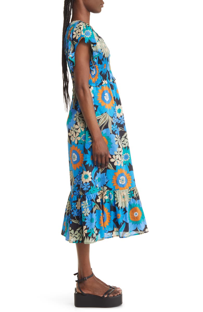 Rails Clementine Floral Smocked Cotton Dress, Alternate, color, 