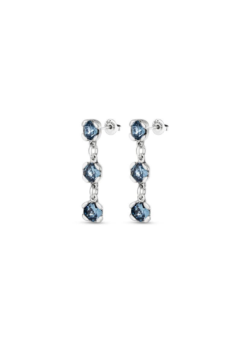 Blue Crystal Drop Stud Earrings, Alternate, color, Silver
