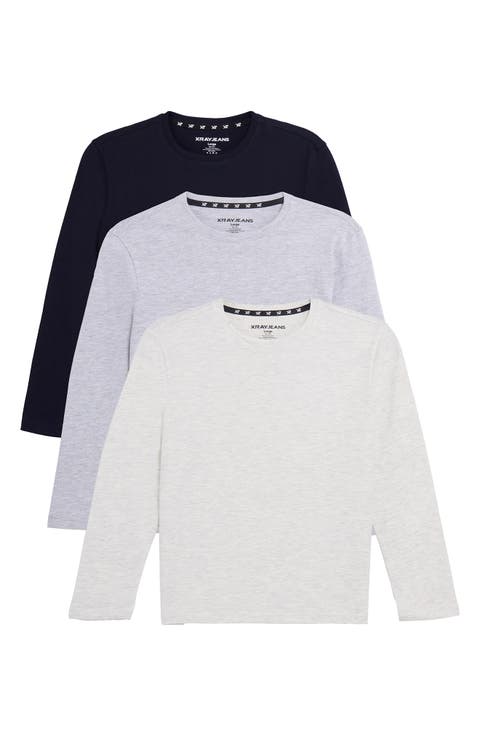 Kids' 3-Pack Long Sleeve Cotton T-Shirts (Big Kid)