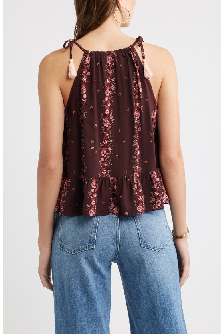 Ruffle Hem Camisole, Alternate, color, BURGUNDY BLOSSOM BORDER