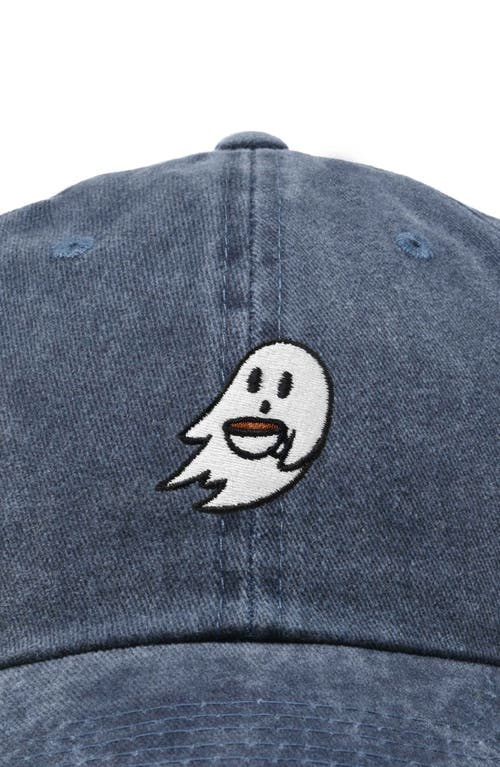 Dalix Coffee Ghost Embroidered Hat In Washed Navy Blue