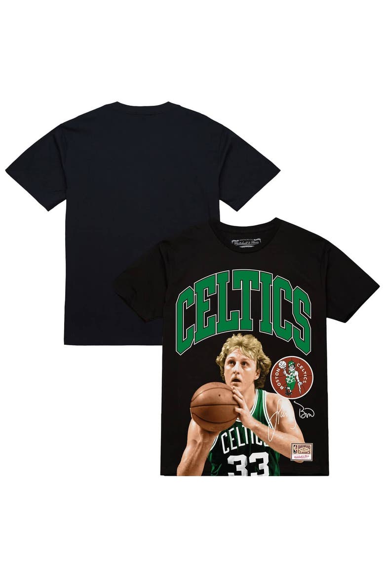 Men's Mitchell & Ness Larry Bird Black Boston Celtics Hardwood Classics Player Arch T-Shirt, Main, color, Black