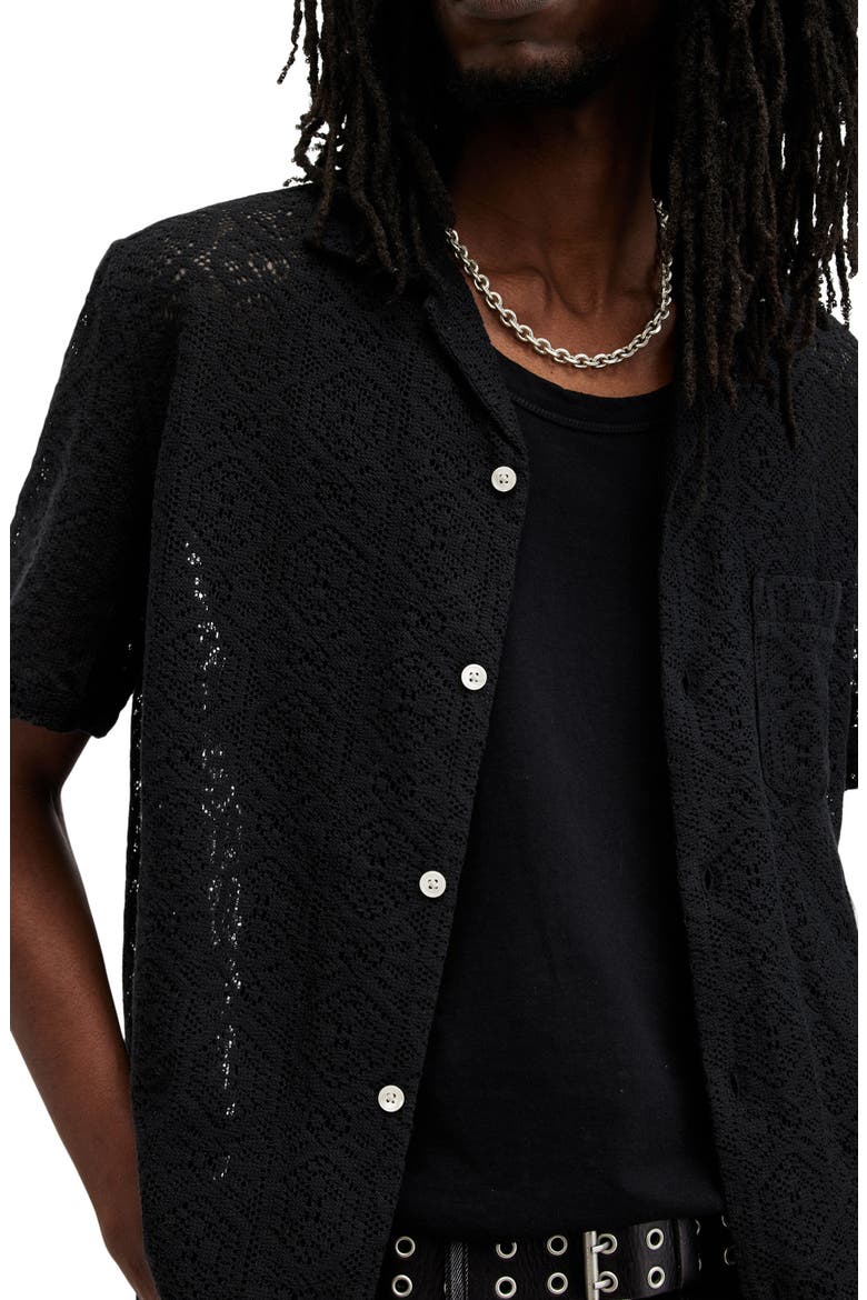 Harden Lace Camp Shirt, Alternate, color, JET BLACK