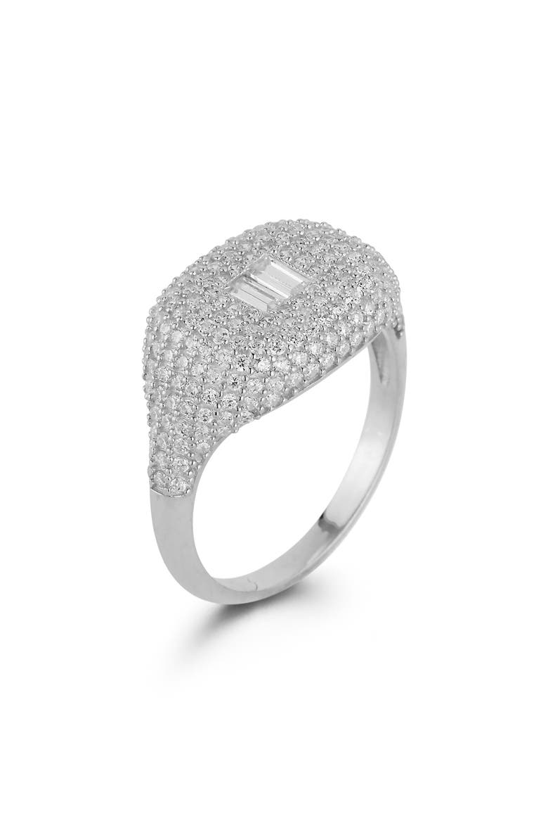 Pavé Signet Ring, Main, color, SILVER
