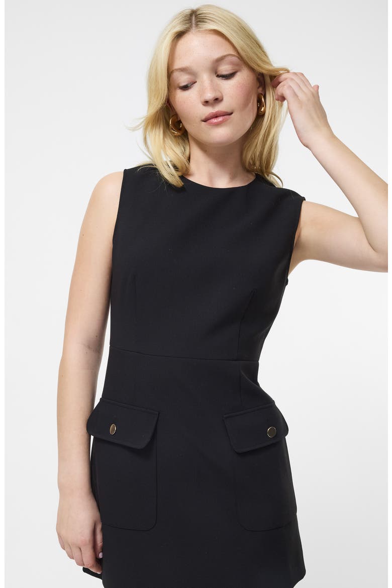 Azra Sleeveless Dual Pocket Twill Minidress, Alternate, color, 01-BLACK
