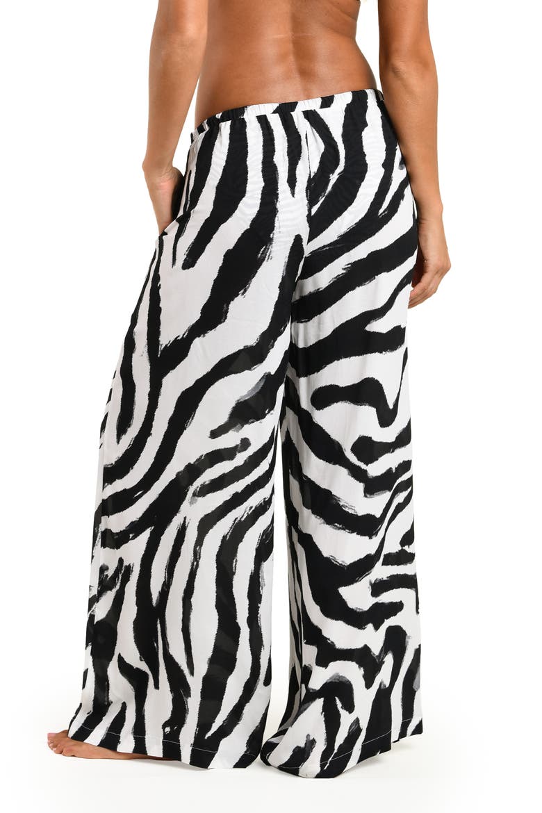 Geraldine Wild Zebra Cover-Up Pants, Alternate, color, BLACK