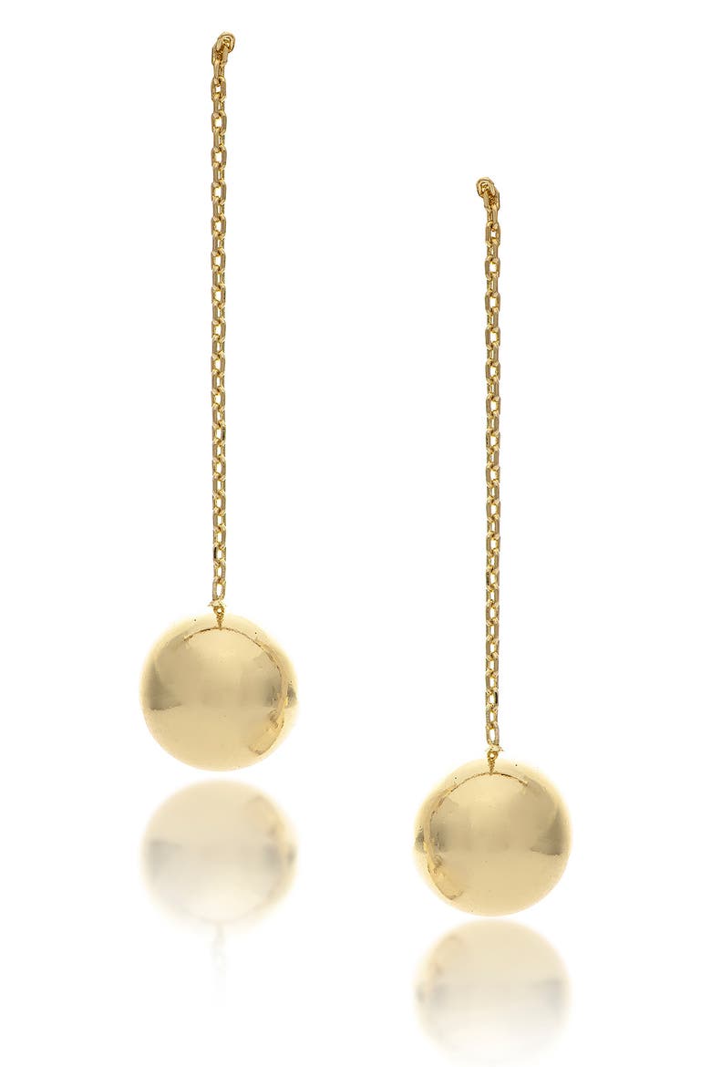 Polished Bead on Chain Drop Earrings, Main, color, 18K GOLD CLAD