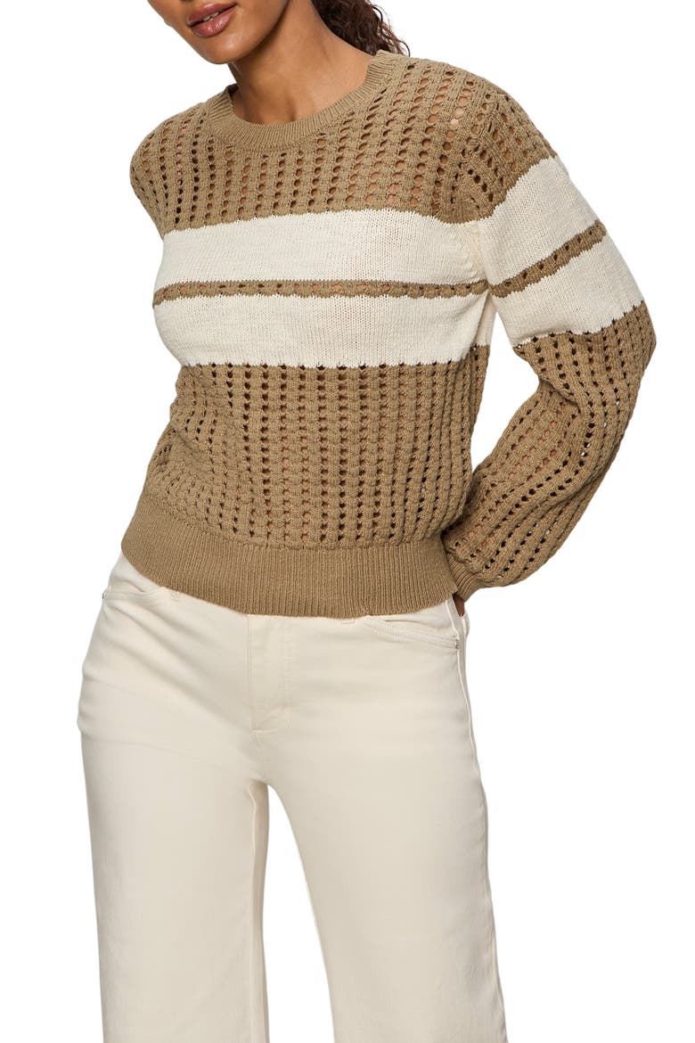 Open Stitch Cotton Sweater, Main, color, COVERT GREEN