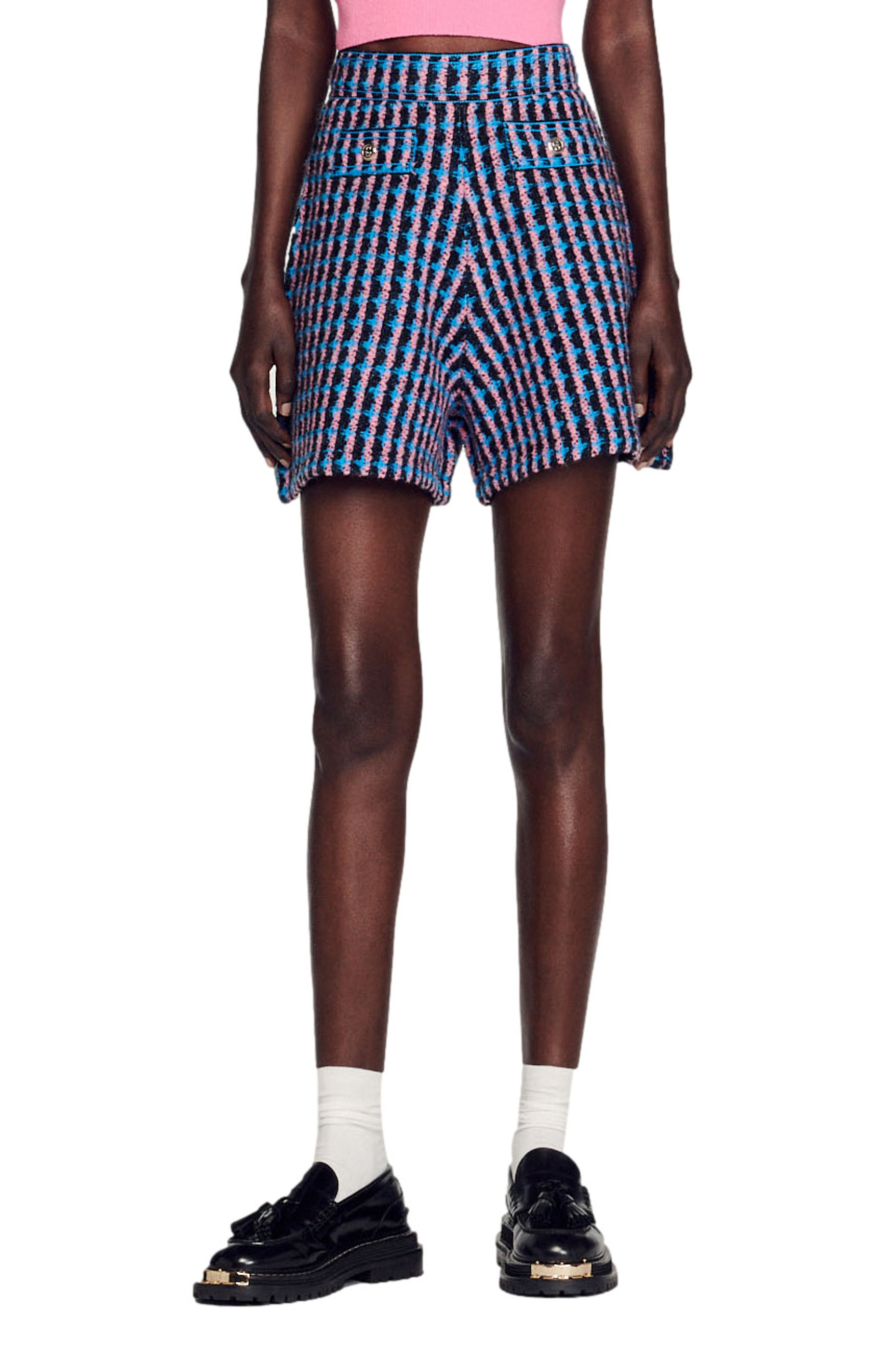 SANDRO Gilo High Waist Tweed Shorts