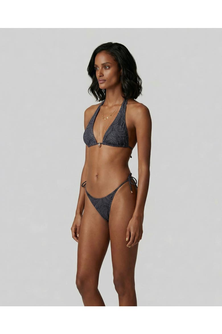 Crochet Paisley Womens Bikini Top, Alternate, color, Crochet Paisley Caviar