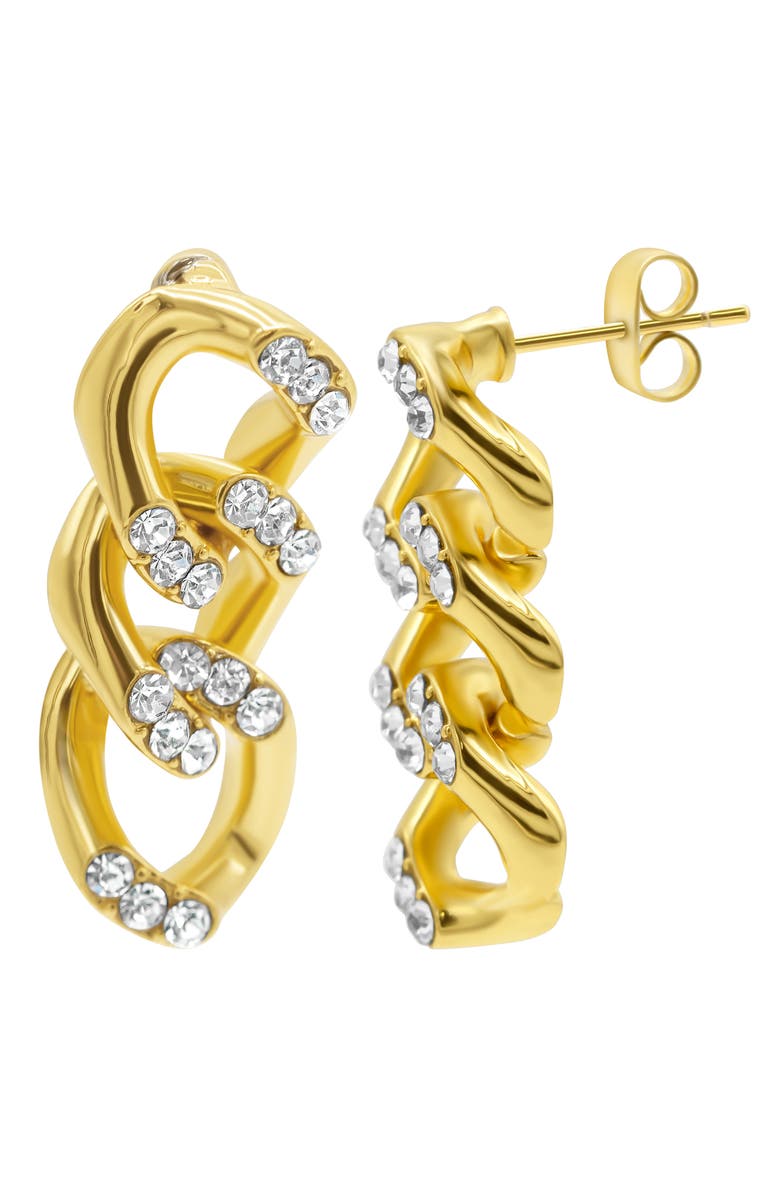 Adornia Crystal Curb Chain Drop Earrings, Alternate, color, Gold