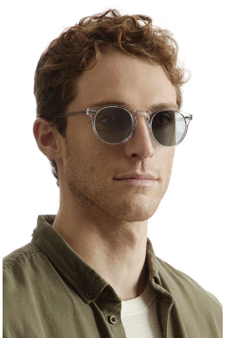 Gregory Peck 47mm Retro Sunglasses, Alternate, color, CRYSTAL / CRYSTAL INDIGO PHOTOCHROMIC