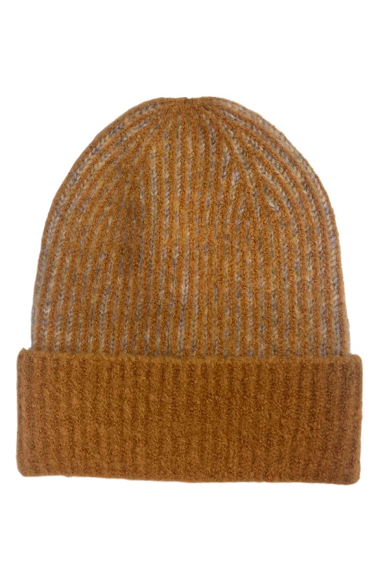 MARCUS ADLER Rib Knit Cuff Beanie, Main, color, Brown