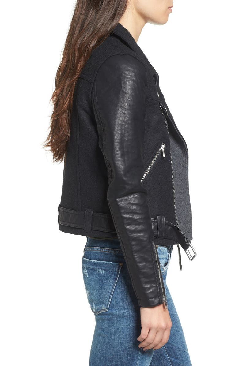 Vigoss Mixed Media Moto Jacket, Alternate, color, 