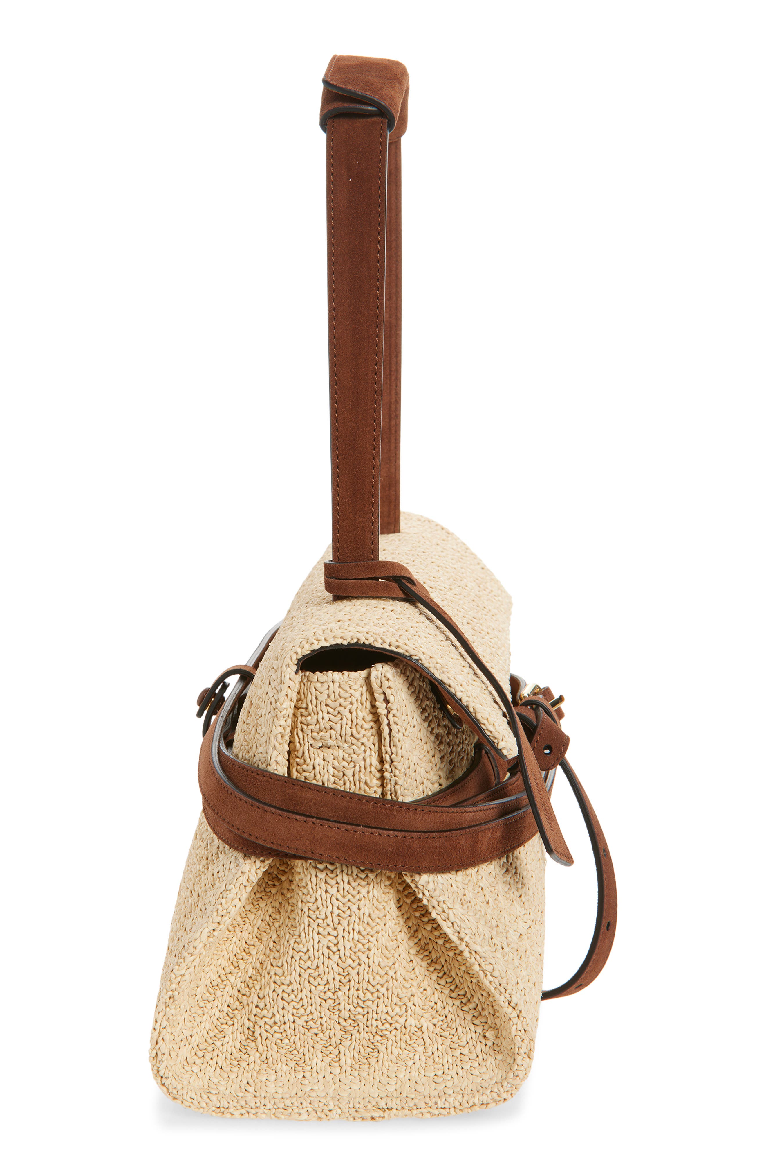 Moschino Tie Me East/West Shoulder Bag, Alternate, color, 10A Natural/ Coffee