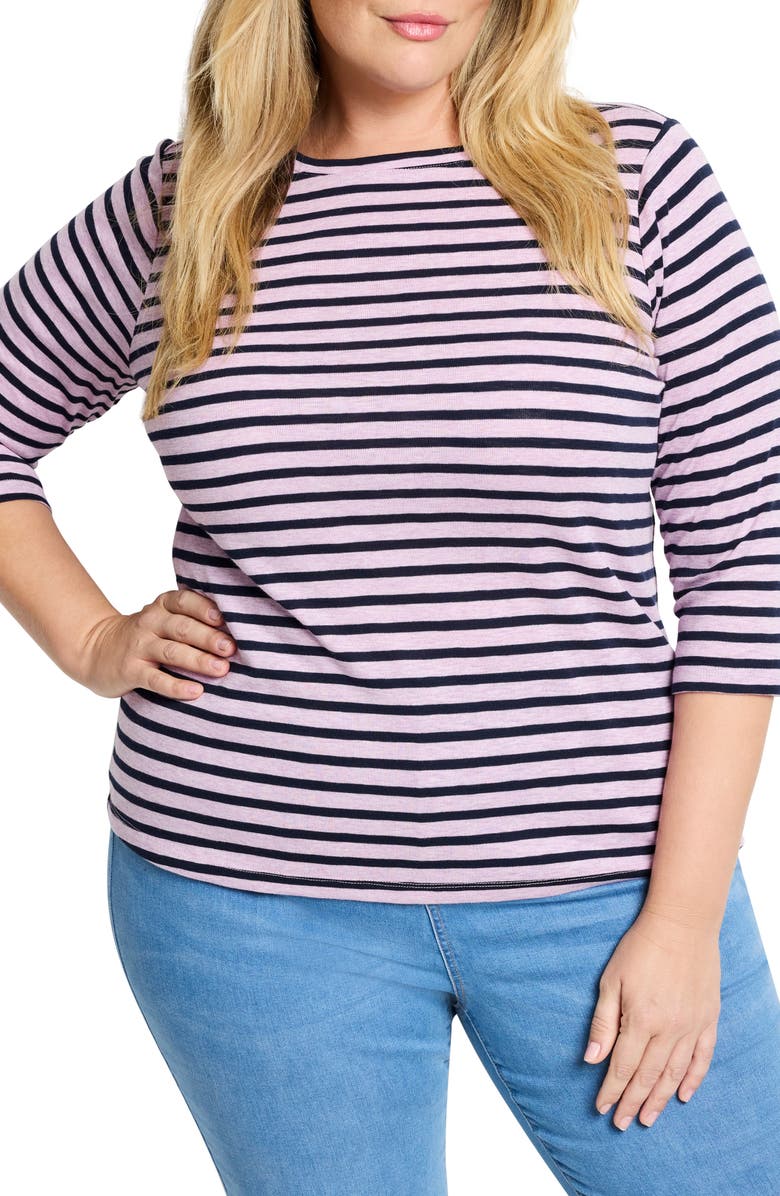 NZT by NIC+ZOE Stripe Cotton & Modal Boat Neck Top, Main, color, 