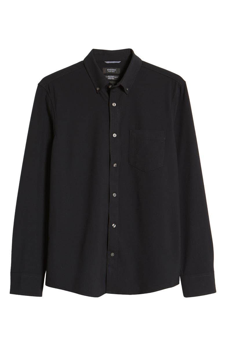 Nordstrom Trim Fit Solid Flannel Button-Down Shirt, Alternate, color,