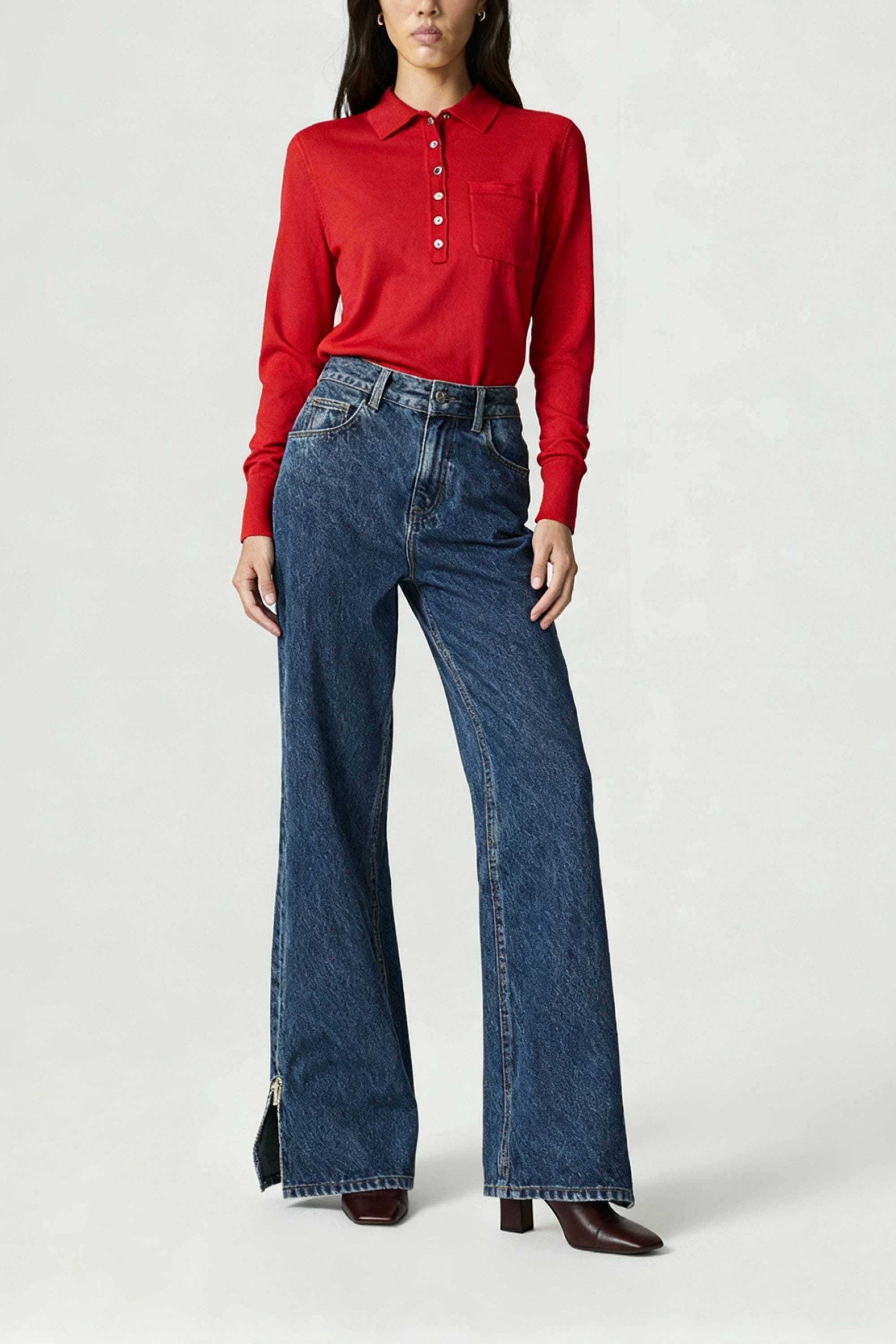 Relaxed Polo Knit Sweater - image 2