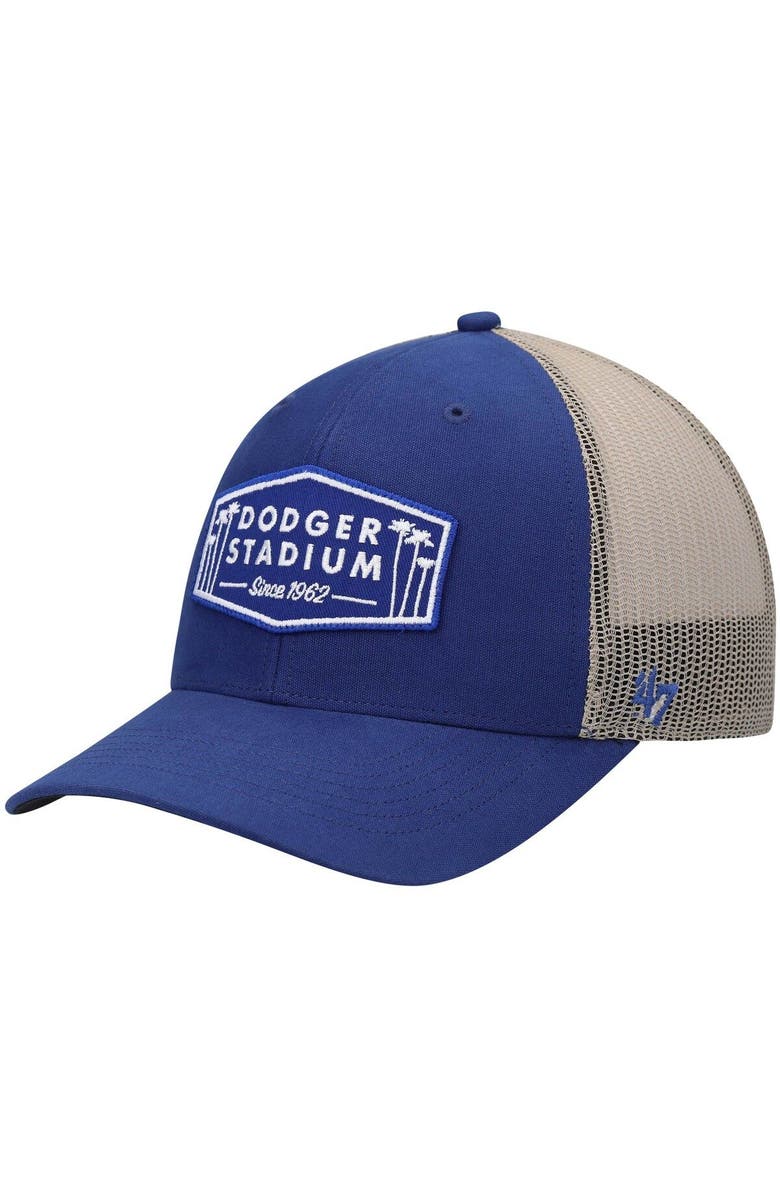 '47 Men's '47 Royal/Natural Los Angeles Dodgers Dodger Stadium Local Haven Trucker Snapback Hat, Main, color, 