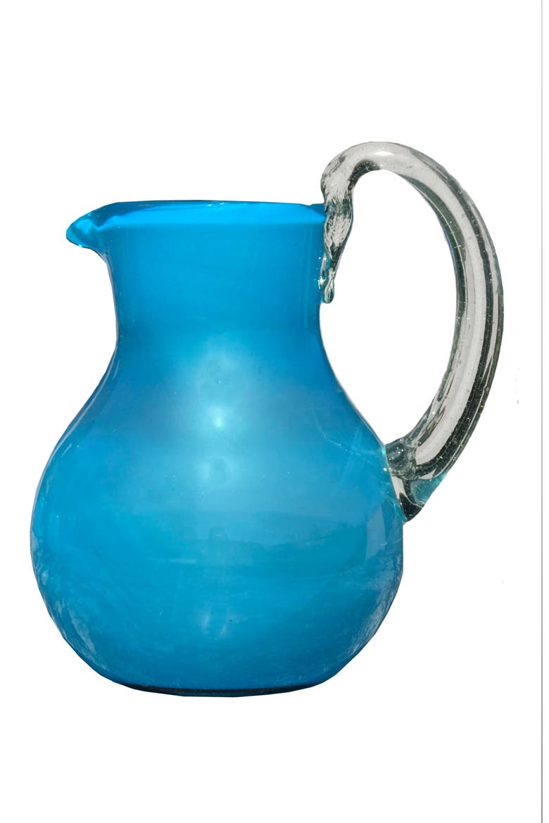 Handblown Glass Pitcher, Main, color, Aqua